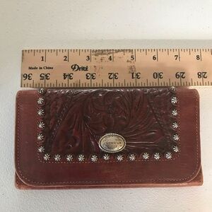 American West Handmade Leather Floral Womens Wallet